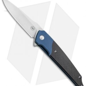 Amare Knives Pocket Peak Liner Lock Knife Blue/Carbon Fiber (3.5" Satin)
