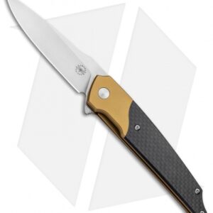 Amare Knives Pocket Peak Liner Lock Knife Gold/Carbon Fiber (3.5" Satin)