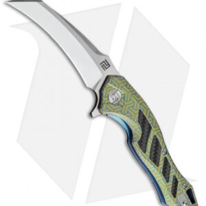 Artisan Cutlery Eagle Liner Lock Knife Green Stripe/CF (3.46" Satin S35VN)
