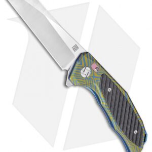 Artisan Cutlery Megahawk Frame Lock Knife Gold Ti/CF (3.9" Satin CPM-S35VN)