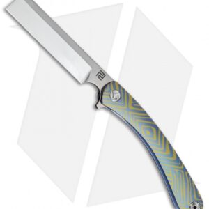 Artisan Cutlery Orthodox Frame Lock Knife Blue/Gold Ti (3.75" Satin CPM-S35VN)