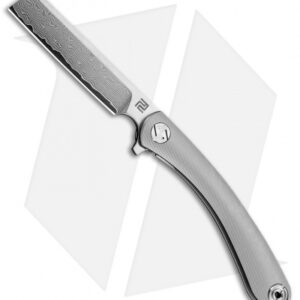 Artisan Cutlery Small Orthodox Frame Lock Knife Gray Ti (2.75" Damascus)