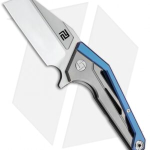 Artisan Cutlery Ravine Frame Lock Knife Blue/Gray Ti (3" Satin Bohler M390)