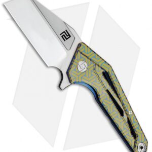 Artisan Cutlery Ravine Frame Lock Knife Gold/Blue Ti (3" Satin Bohler M390)