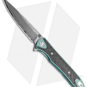 Artisan Cutlery Shark Liner Lock Knife Green Carbon Fiber/Ti (4" Damascus)