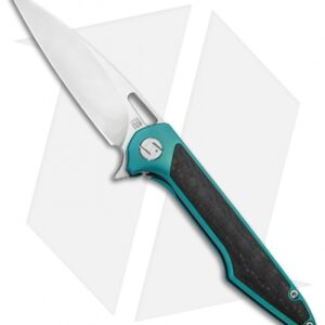 Artisan Cutlery Small Archaeo Frame Lock Flipper Knife Green Ti/CF (3" Satin)
