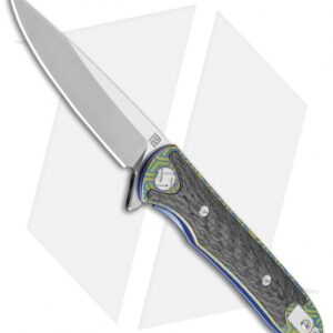 Artisan Cutlery Small Shark Liner Lock Knife Gold/Blue Carbon Fiber/Ti (3" SW)