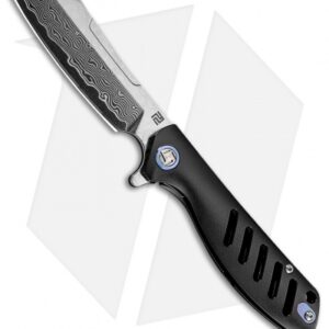 Artisan Cutlery Tomahawk Frame Lock Knife Black Titanium (3.8" Damascus)