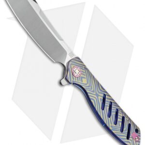 Artisan Cutlery Tomahawk Frame Lock Knife Blue/Gold Titanium (3.8" Satin S35VN)