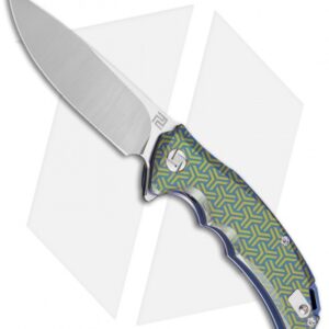 Artisan Cutlery Tradition Frame Lock Knife Geometric Gold/Blue Ti (3" SW)