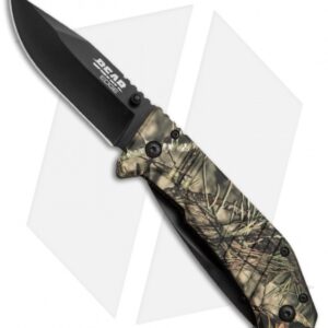 Bear Edge Double Gut Liner Lock Folding Knife Mossy Oak Camo (3.1" Black) 61519