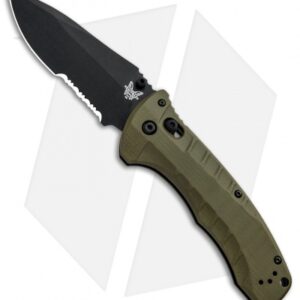 Benchmade Turret AXIS Lock Folding Knife OD Green G-10 (3.7" Black Serr) 980SBK