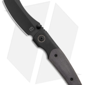 BergBlades Mini Barber Frame Lock Knife Black Micarta/Black Ti (2.7" Black)