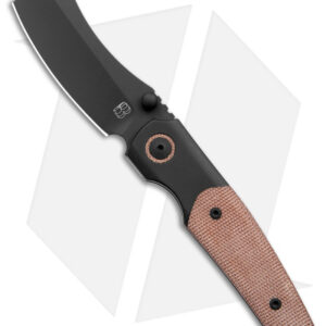 BergBlades Mini Barber Frame Lock Knife Brown Micarta/Black Ti (2.7" Black)
