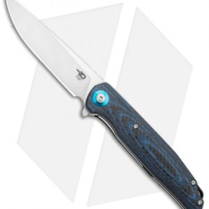 Bestech Knives Ascot Liner Lock Flipper Knife Black/Blue CF/G-10 (3.88" Satin)