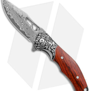 Bestech Knives Draco Liner Lock Knife Wood (3" Damascus) BTKG48A