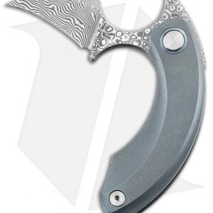 Bestech Knives STRELIT Frame Lock Knife Blue Titanium (2.2" Damascus)