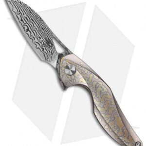 Bestech Knives Isham Reticulan Frame Lock Knife Flamed Ti (2" Damascus)