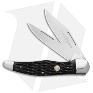 Boker Folding Hunter Pocket Knife 5.25" Jigged Black Bone w/ Pouch 110837