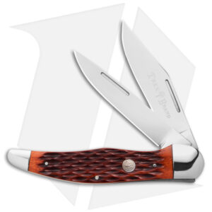 Boker Folding Hunter Pocket Knife 5.25" Jigged Brown Bone w/ Pouch 110836
