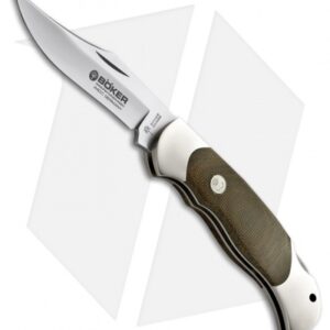 Boker Optima Series Lockback Pocket Knife Green Micarta (3.625" Satin) 113005