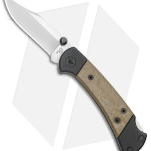 Buck 112 Ranger Sport Lockback Knife Green Canvas/Black Al (3" Satin) 0112GRS5