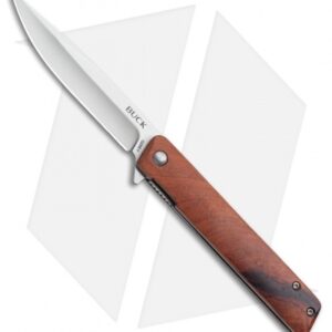 Buck Decatur Liner Lock Knife Guibourtia Ehie Wood (3.5" Satin) 0256BRS