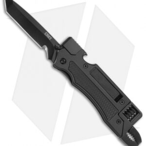 CRKT Septimo Multi-Tool Tanto Liner Lock Knife Black Aluminum (2.9" Black)