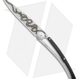 Deejo Latino Skull Tattoo 37g Ultra-Light Knife Ebony Wood (3.75" Matte)