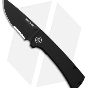 Eikonic RCK9 Liner Lock Folding Knife Black G-10 (3" Black SW Serrated)