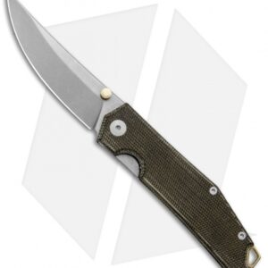 GiantMouse Vox/Anso ACE Clyde Liner Lock Knife Green Micarta/Brass (3" SW)