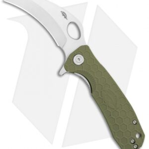 Honey Badger Knives Medium Flipper Hawkbill Green FRN (3" Satin) HB1123