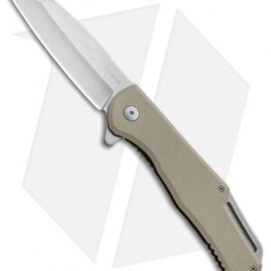 Ka-Bar Jarosz Wharncliffe Flipper Frame Lock Knife Tan G-10 (3.38" Stonewash)