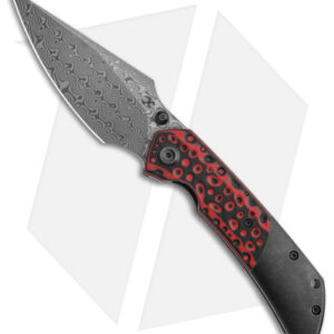 Kansept Fenrir Liner Lock Knife Black/Red G-10 Black Titanium (3.4" Damascus)