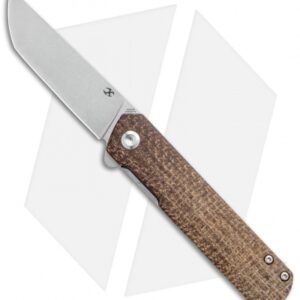 Kansept Knives Foosa Liner Lock Knife Burlap Brown Micarta (3" Black Stonewash)