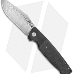 Kansept Knives Shikari Frame Lock Knife Black Ti/Carbon Fiber (4" Damascus)