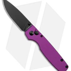 Kizer Vanguard Original Button Lock Knife Purple Aluminum (3" Black)