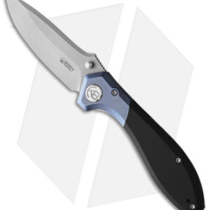 Kubey Ruckus Liner Lock Knife Black/Blue G-10/Titanium (3.3" Bead Blast)