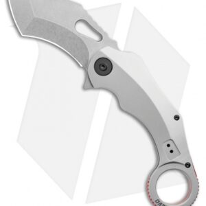 REVO K9-02 Karambit Frame Lock Knife Gray/Red (2.9" Stonewash)