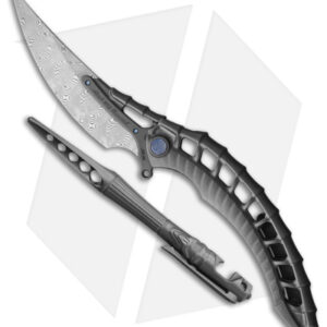 Rike Knife Alien 4 Frame Lock Knife GM Titanium + Pen Set (3.9" Damascus)