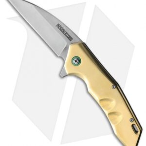Rough Ryder Brass Wharncliffe Flipper Liner Lock Knife Brass (3.75" Satin)