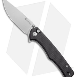 SENCUT Crowley Button Lock Knife Black Micarta (3.48" SW) S21012-2