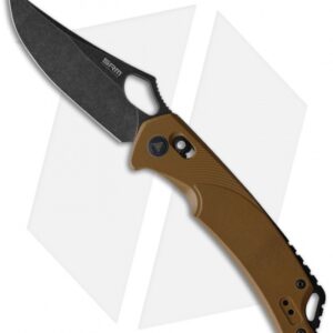SRM Knives Ambi Lock Knife Tan G-10 (3.5" Black Stonewash) 9202-GW