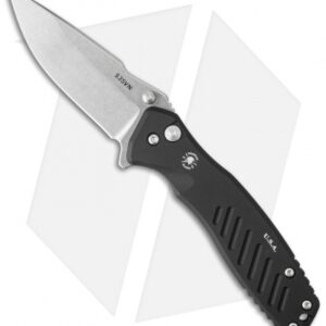 Spartan Blades Pallas Flipper Knife Black Aluminum (3.75" Stonewash)