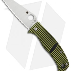 Spyderco Caribbean Sheepsfoot Knife Black/Yellow G-10 (Satin Full Serr) C217GSSF