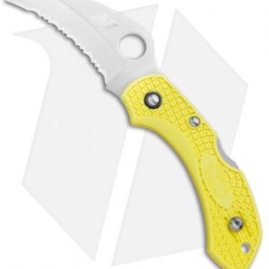 Spyderco Dragonfly 2 Hawkbill Salt Knife Yellow FRN (2.3" Satin Serr) C28SYL2HB