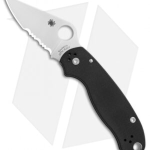 Spyderco Para 3 Compression Lock Knife Black G-10 (3" Satin Serr) C223GPS
