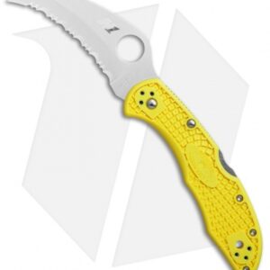 Spyderco Tasman Salt 2 Lock Back Knife Yellow (2.8" Satin Full Ser) C106SYL2