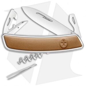 Swiza D03 Swiss Pocket Knife Brown Leather (3" Mirror)