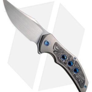 WE Knife Co. Magnetron CPM 20CV Gray/Blue Titanium CF (3.7" Satin)